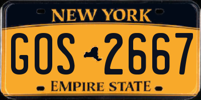 NY license plate GOS2667