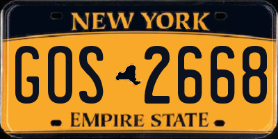 NY license plate GOS2668