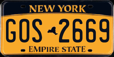 NY license plate GOS2669