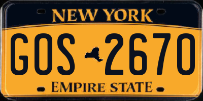 NY license plate GOS2670
