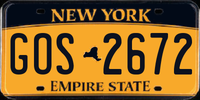NY license plate GOS2672