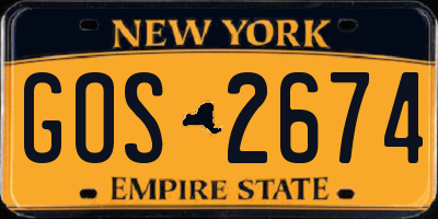 NY license plate GOS2674