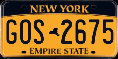 NY license plate GOS2675