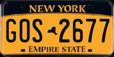 NY license plate GOS2677