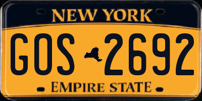 NY license plate GOS2692