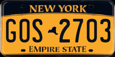NY license plate GOS2703