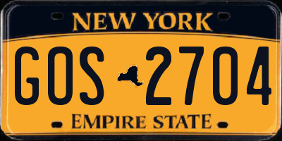 NY license plate GOS2704