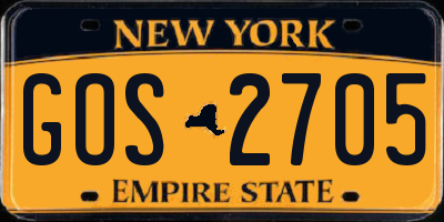 NY license plate GOS2705