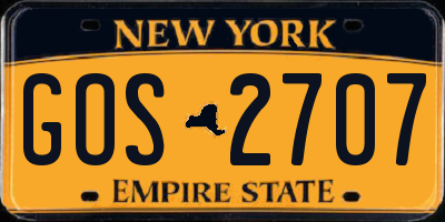 NY license plate GOS2707