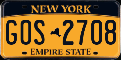 NY license plate GOS2708
