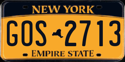 NY license plate GOS2713