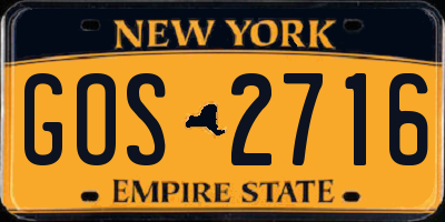 NY license plate GOS2716