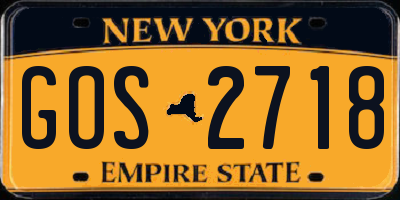 NY license plate GOS2718