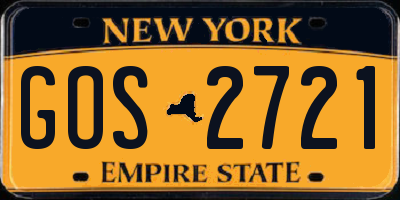 NY license plate GOS2721
