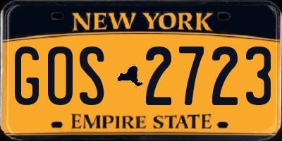 NY license plate GOS2723