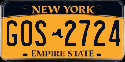 NY license plate GOS2724