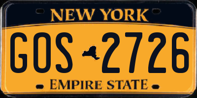 NY license plate GOS2726