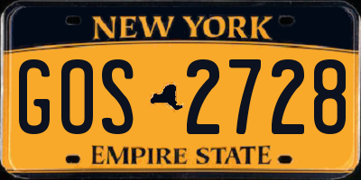 NY license plate GOS2728