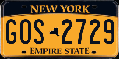 NY license plate GOS2729