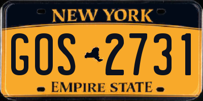 NY license plate GOS2731