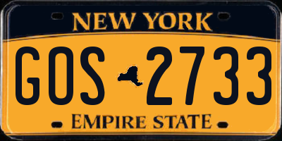 NY license plate GOS2733