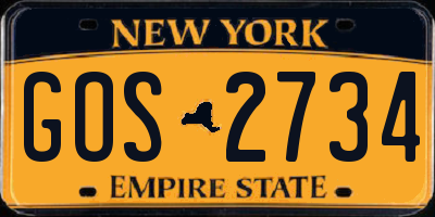 NY license plate GOS2734