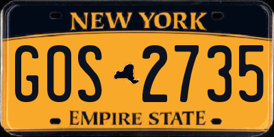 NY license plate GOS2735