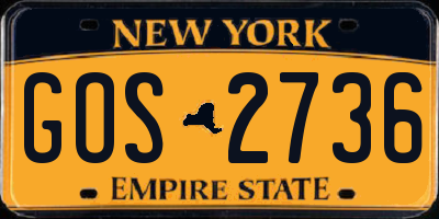 NY license plate GOS2736