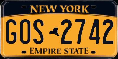 NY license plate GOS2742