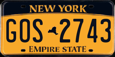 NY license plate GOS2743