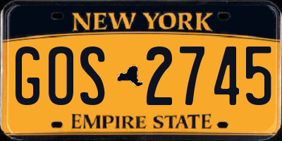 NY license plate GOS2745