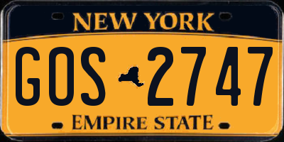 NY license plate GOS2747