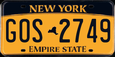 NY license plate GOS2749