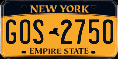 NY license plate GOS2750