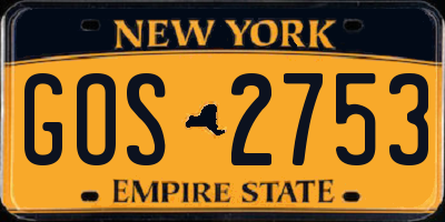 NY license plate GOS2753