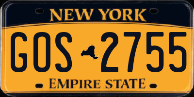NY license plate GOS2755