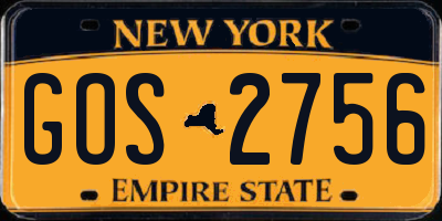 NY license plate GOS2756