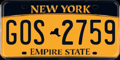 NY license plate GOS2759