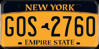 NY license plate GOS2760