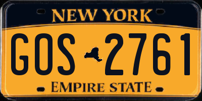 NY license plate GOS2761