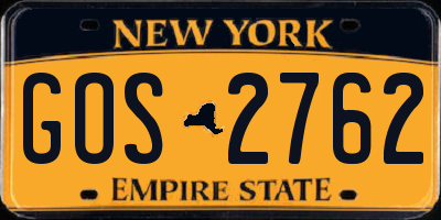 NY license plate GOS2762