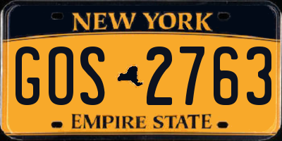 NY license plate GOS2763