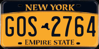NY license plate GOS2764