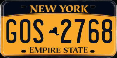 NY license plate GOS2768