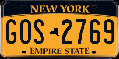 NY license plate GOS2769