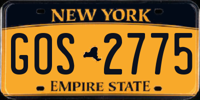 NY license plate GOS2775