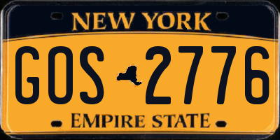 NY license plate GOS2776
