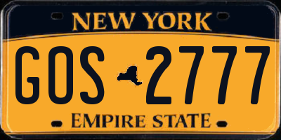 NY license plate GOS2777