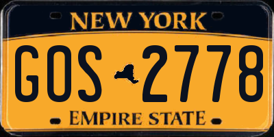 NY license plate GOS2778