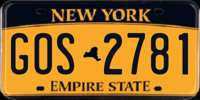 NY license plate GOS2781